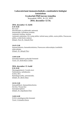 PhD kurzus tematika 2016