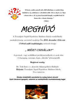 MEGHÍVÓ - Tiszaalpári Árpád Fejedelem Általános Iskola