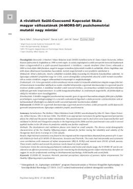 [Psychometric parameters of the Hungarian version of Mothers