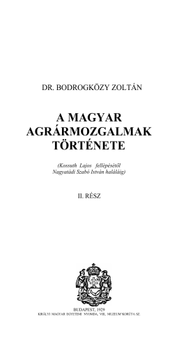 A magyar agrármozgalmak története 2.