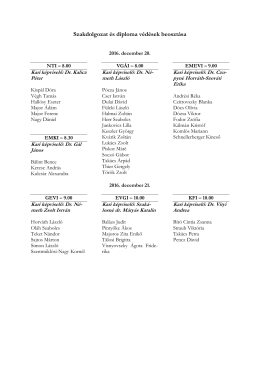 Szakdolgozat &eacute;s diploma v&eacute;d&eacute;sek beoszt&aacute;sa