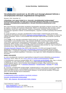 V&aacute;rosfejleszt&eacute;si menetrend: &uacute;j, 50 milli&oacute; eur&oacute; &ouml;sszegű