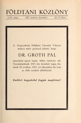 Elhunyt Dr. Groth Pál