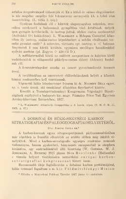 A dobsinai és bükk-hegységi karbon sztratigráfiai és