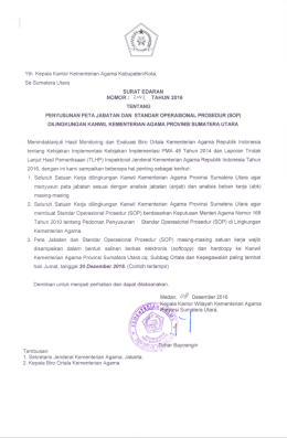 Surat Edaran Tentang Penyusunan Peta Jabatan