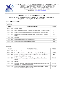 Agenda Acara Seleksi Presentasi Insentif Inovasi Perguruan