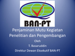 Penjaminan Mutu Kegiatan Penelitian dan Pengembangan