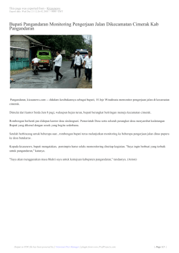 Bupati Pangandaran Monitoring Pengerjaan Jalan