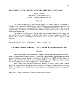 GENDER INFLUENCE TOWARDS AUDITOR INDEPENDENCE IN