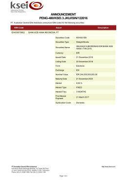 ANNOUNCEMENT PENG-480/KSEI.3.JKU/ISIN/122016