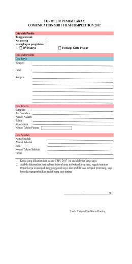 formulir pendaftaran comunication sort film competition 2017