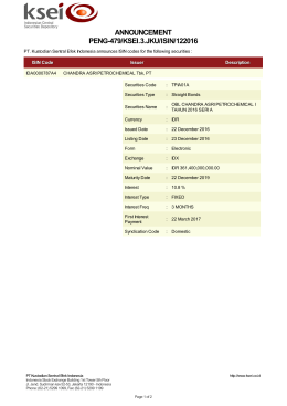 ANNOUNCEMENT PENG-479/KSEI.3.JKU/ISIN/122016
