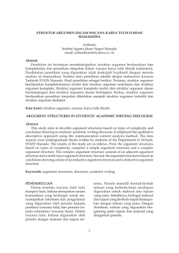 STRUKTUR ARGUMEN DALAM WACANA KARYA TULIS ILMIAH MAHASISWA (PDF