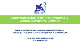 audit substansi penelitian - Ditjen Penguatan Riset dan