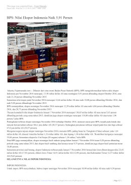 BPS: Nilai Ekspor Indonesia Naik 5,91 Persen