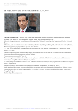 Ini Janji Jokowi jika Indonesia Juara Piala AFF 2016
