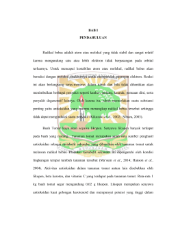 BAB I PENDAHULUAN Radikal bebas adalah atom atau molekul