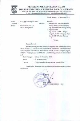 PEMERINTAH KABUPATEN AGAM DINAS PENDIDlKAN PEMUDA