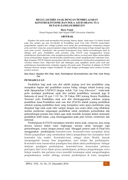 JIPSA. VOL. 16. No. 25. Desember 2016 71 REGULASI DIRI ANAK