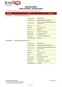 ANNOUNCEMENT PENG-475/KSEI.3.JKU/ISIN/122016