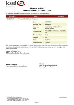 ANNOUNCEMENT PENG-481/KSEI.3.JKU/ISIN/122016