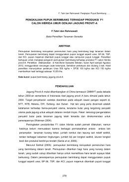 Pengkajian Pupuk Berimbang Terhadap Produksi F1