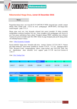 Rekomendasi Harga Emas, Jumat 16 Desember 2016