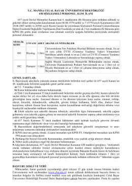 T.C. MANİSA CELAL BAYAR ÜNİVERSİTESİ REKTÖRLÜĞÜ 4/B