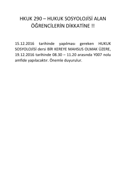 hkuk 290 – hukuk sosyolojisi alan öğrencilerin dikkatine