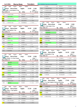 Bursa Yarış Bülteni ( 16 Aralık 2016 )