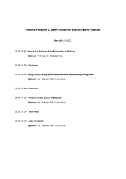 Anestezi Programı 1. Biruni Mezuniyet Sonrası Eğitim Programı