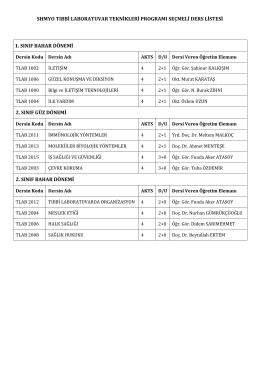 shmyo tıbbi laboratuvar teknikleri programı seçmeli ders listesi 1