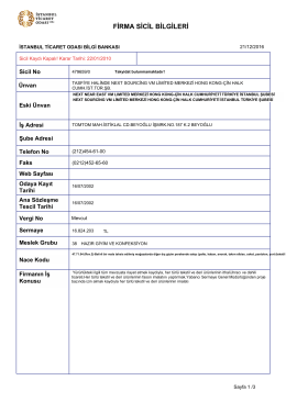 firma sicil bilgileri