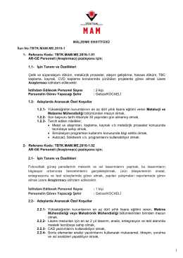 MALZEME ENSTİT&Uuml;S&Uuml; İlan No:TBTK.MAM.ME.2016-1 1
