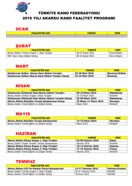 faaliyet takvimi - Türkiye Kano Federasyonu