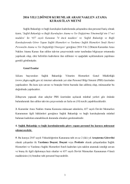 2016 yılı 2.dönem kurumlar arası naklen atama kurası