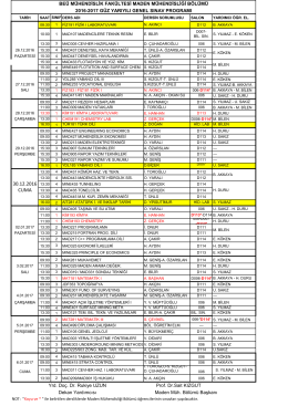 30.12.2016 13:30 CUMA - BEÜ - Fen Edebiyat Fakültesi