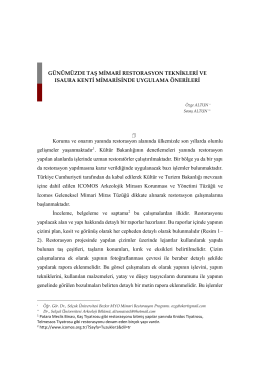 Günümüzde Taş Mimari Restorasyon Teknikleri ve Isaura Kenti