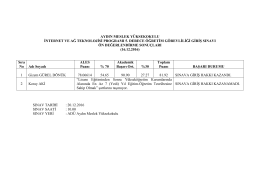 internet ve ağ tek. prog. öğretim görevliliği sınavı ön değerlendirme