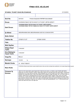 firma sicil bilgileri