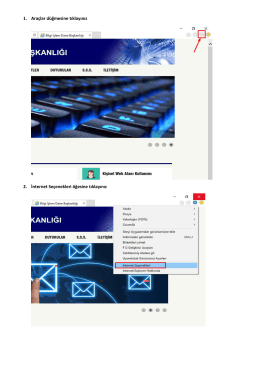 1. Araçlar düğmesine tıklayınız 2. İnternet Seçenekleri öğesine