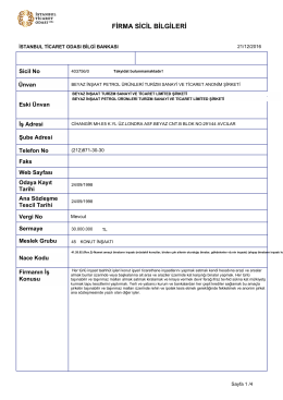 firma sicil bilgileri