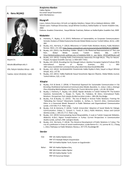 A. Banu BI&Ccedil;AK&Ccedil;I Araştırma Alanları Biyografi Makaleler Kitaplar