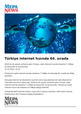 Türkiye internet hızında 64. sırada