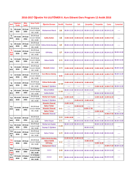 ıı. kurs dönemi ders programı (12.10.2016)