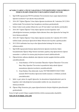 667 khk uyarınca ösym tarafından üniversitemize yerleştirilen
