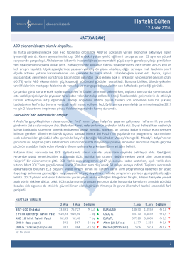Haftalık B&uuml;lten - T&uuml;rkiye İş Bankası A.Ş.