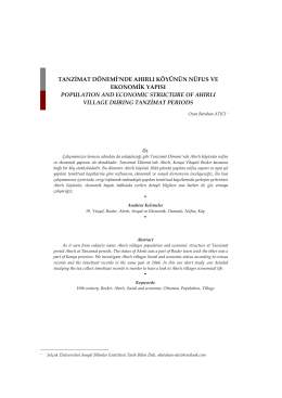 Tanzimat Dönemi`nde Ahırlı Köyünün Nüfus ve Ekonomik Yapısı