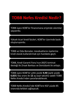 TOBB Nefes Kredisi Nedir?