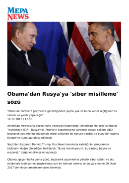 Obama`dan Rusya`ya `siber misilleme` sözü